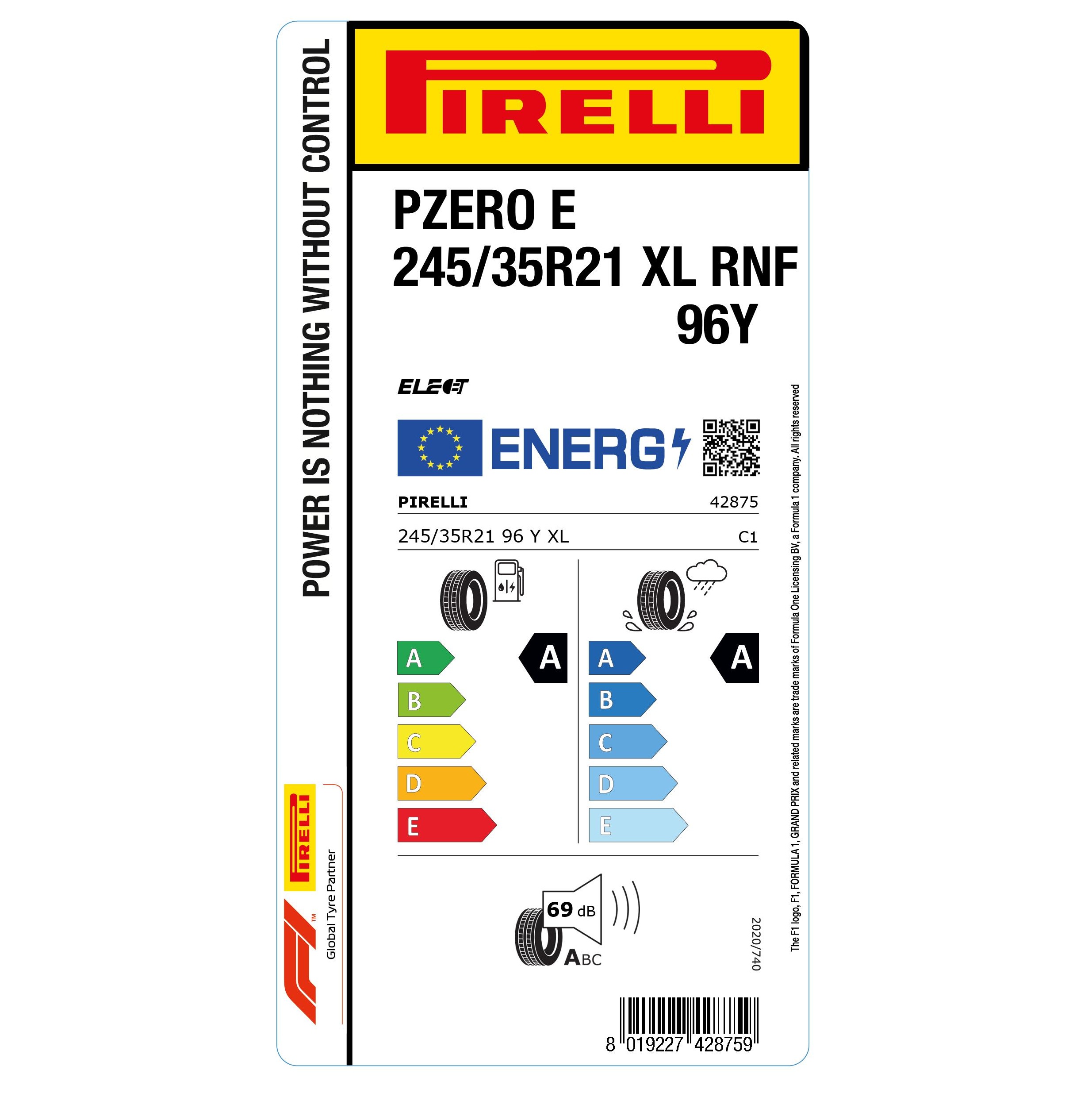 Pirelli P Zero E 245/35 R21 96Y XL Elect RunForward — изображение 3